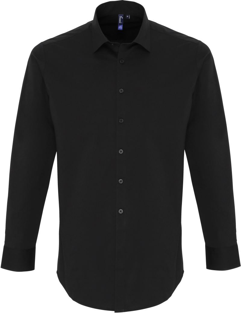 Pánská popelínová elastická košile PR244 Barva: černá, Velikost: XS