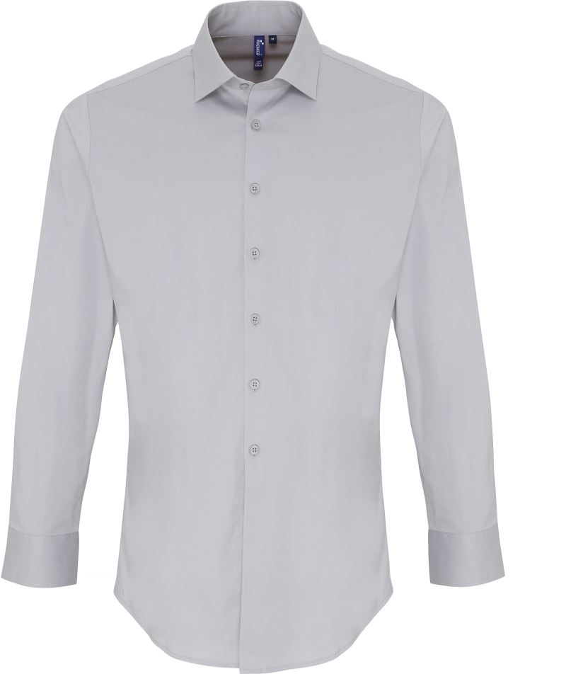 Pánská popelínová elastická košile PR244 Barva: stříbrná, Velikost: M