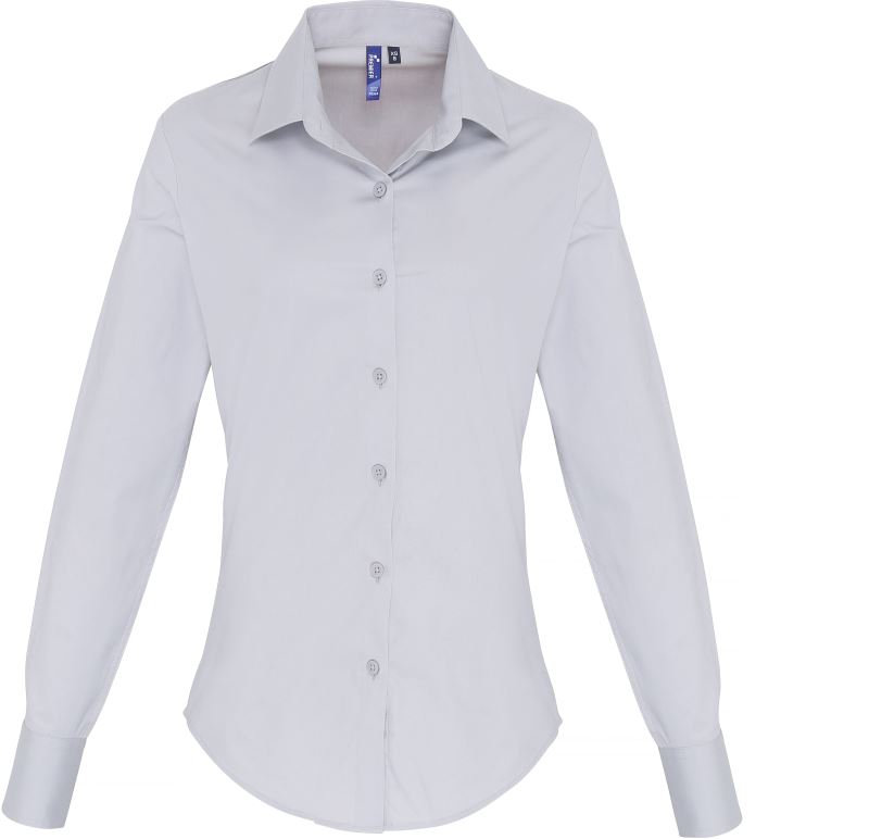 Dámská popelínová elastická košile PR344 Barva: stříbrná, Velikost: XL