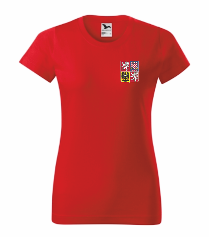 Dámské tričko s českým znakem Barva: červená, Velikost: XL