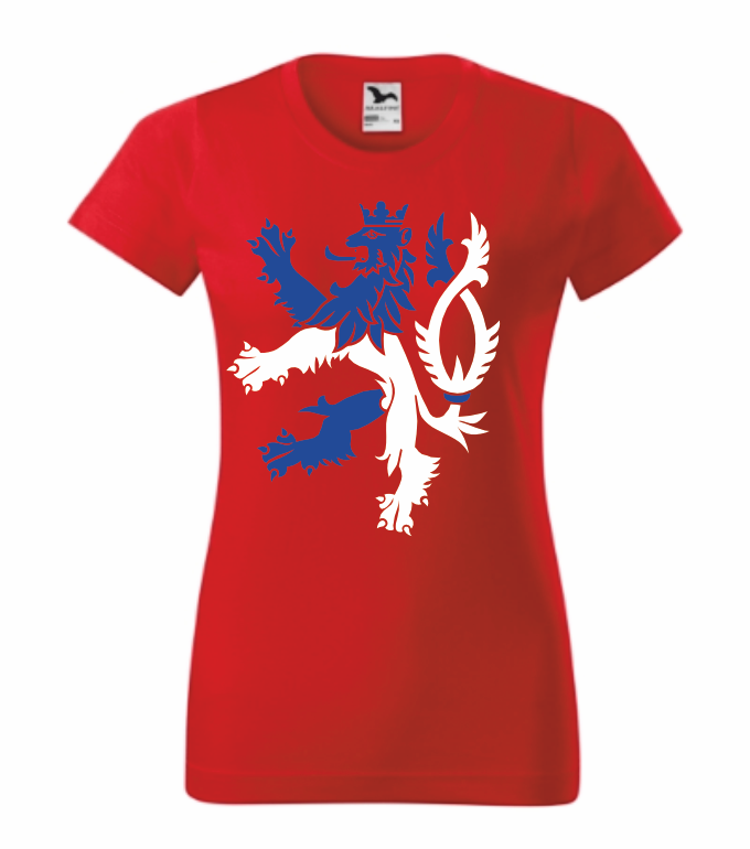 Dámské tričko s českým lvem Barva: červená, Velikost: XS