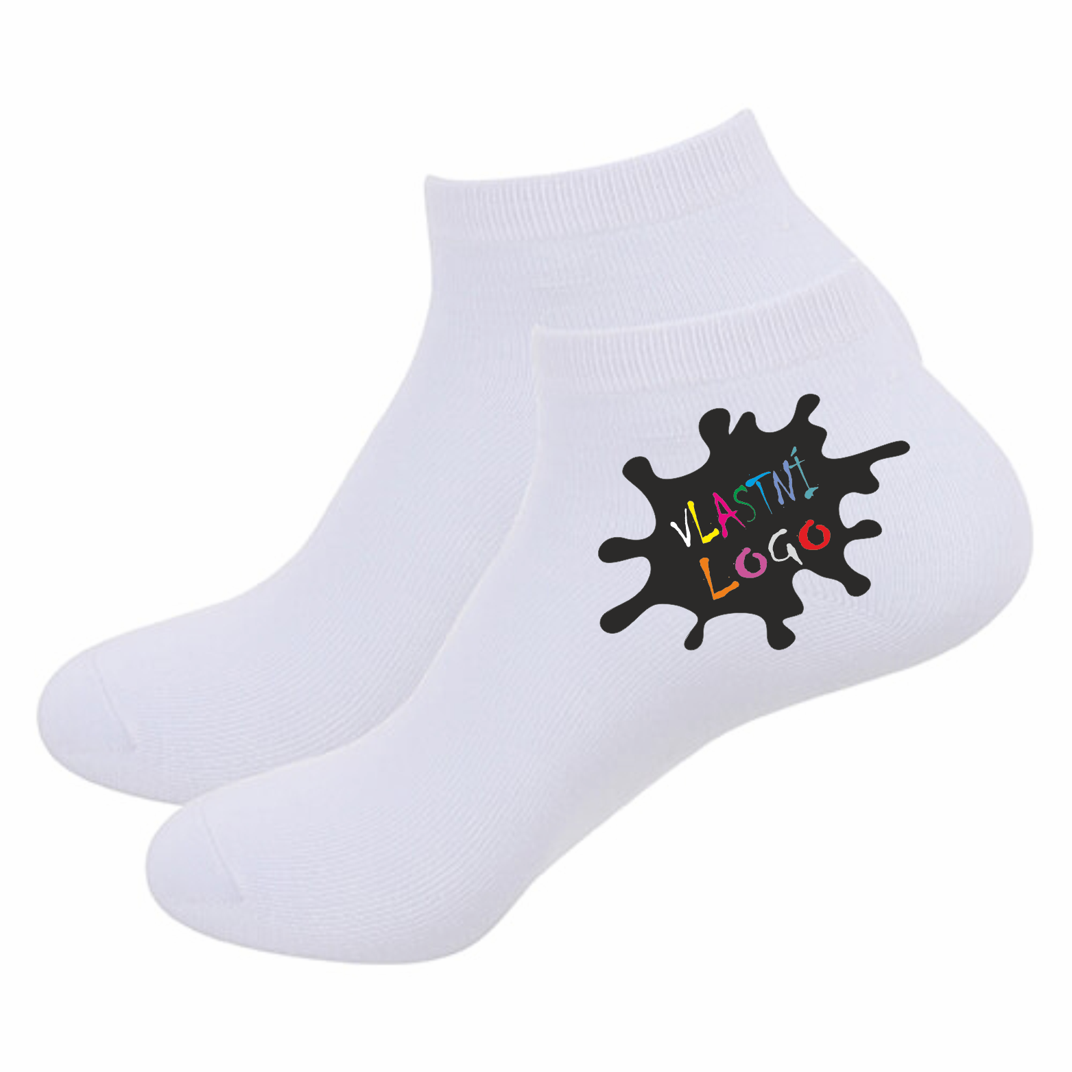 Dámské kotníkové ponožky s vlastním POTISKEM Barva: bílá, Velikost: 40