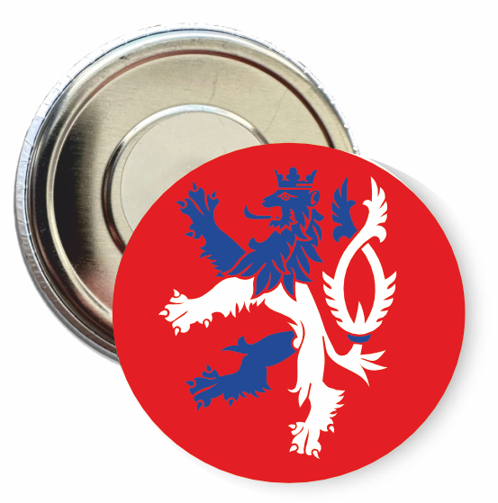 Placka s českým lvem 50 mm Typ buttonu: magnet, Barva: červená