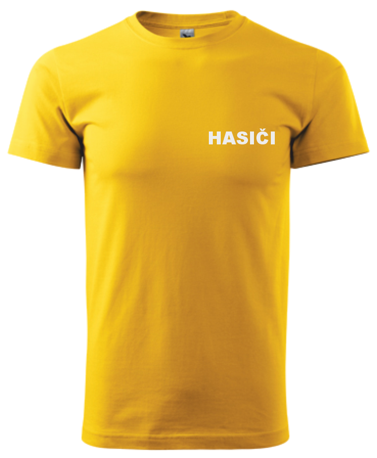 Žluté pánské triko pro hasiče Velikost: XL, Umístění potisku: levé prso, Barva potisku: reflexní
