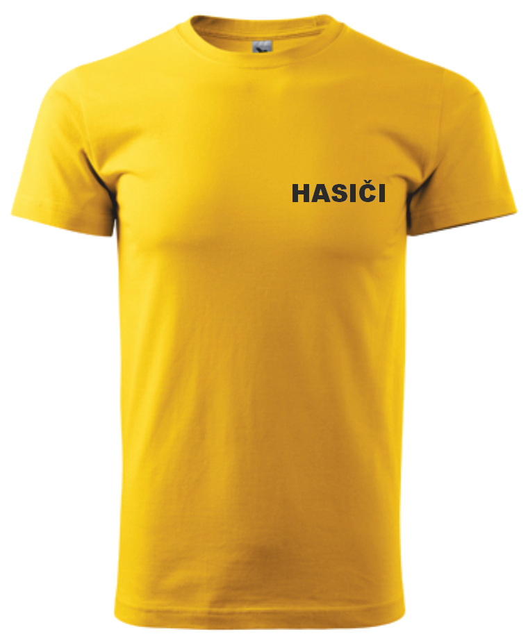 Žluté pánské triko pro hasiče Velikost: M, Umístění potisku: levé prso, Barva potisku: černá