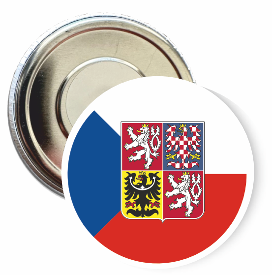 Placka s českou vlajkou a znakem 50 mm Typ buttonu: magnet