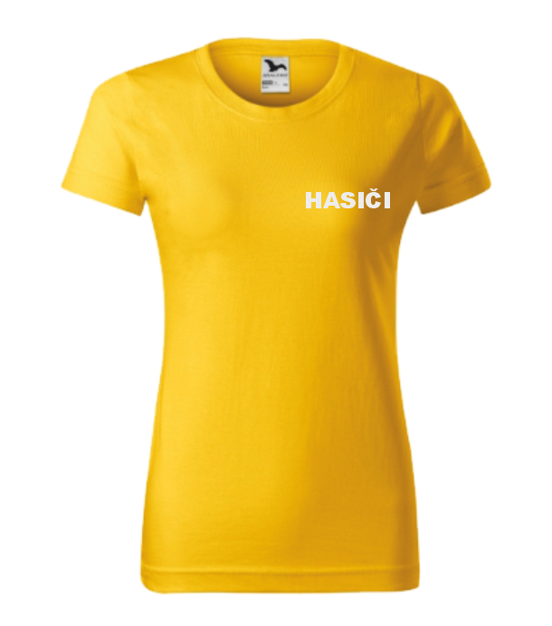 Žluté dámské triko pro hasiče Velikost: L, Umístění potisku: levé prso, Barva potisku: reflexní