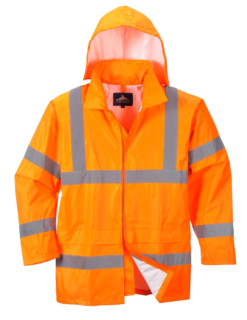 Reflexní bunda do deště s vlastním POTISKEM Barva: fluorescenční oranžová, Velikost: XS