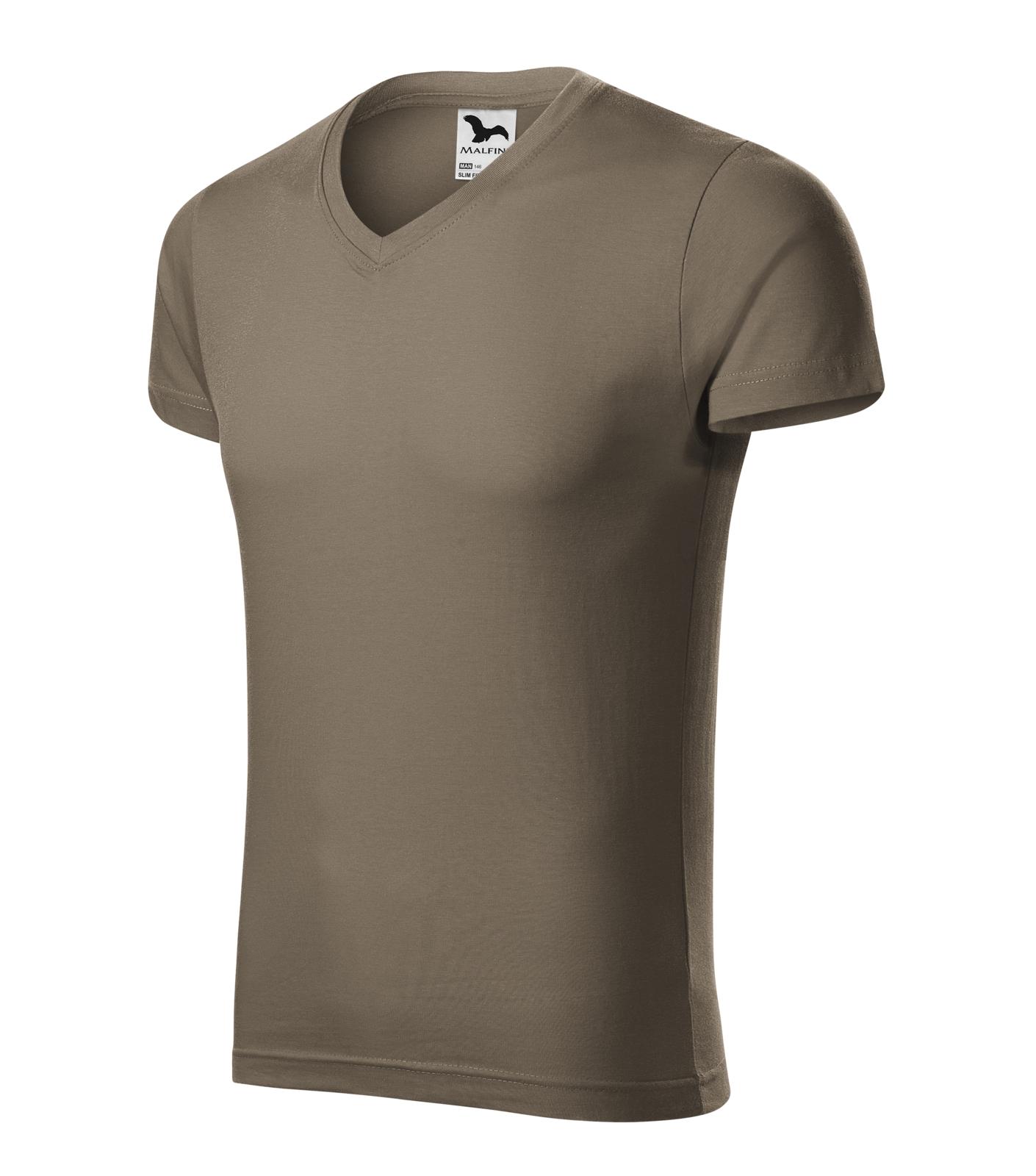 Slim Fit V-neck Tričko pánské Barva: army, Velikost: L