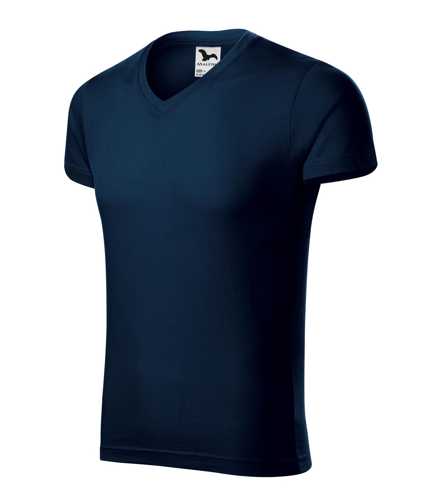 Slim Fit V-neck Tričko pánské Barva: námořní modrá, Velikost: L