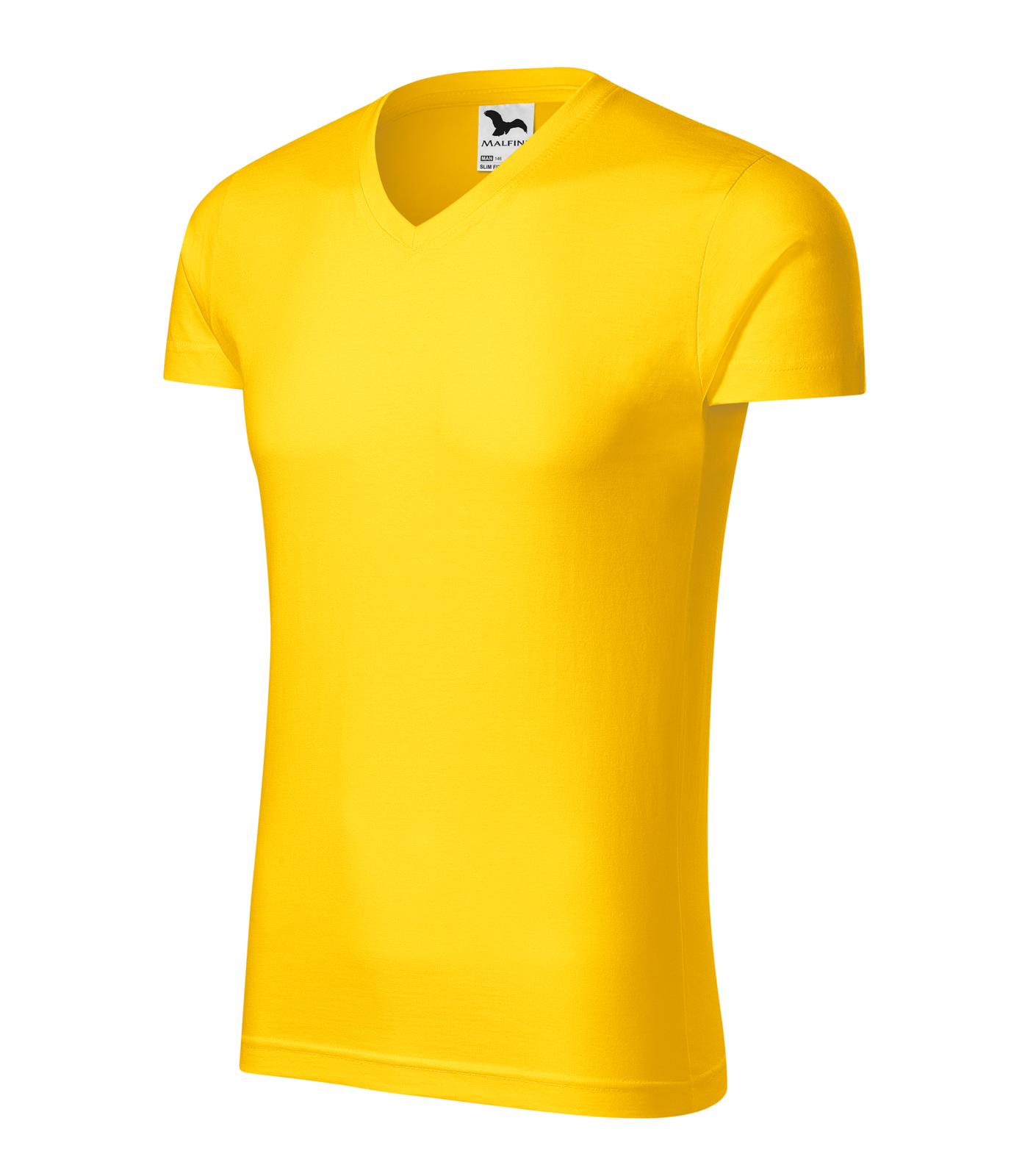 Slim Fit V-neck Tričko pánské Barva: žlutá, Velikost: M