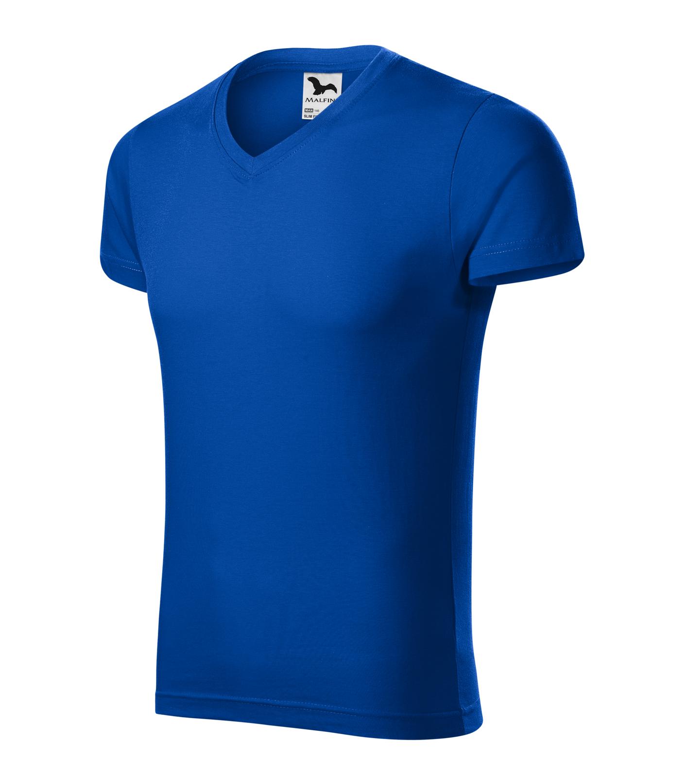 Slim Fit V-neck Tričko pánské Barva: královská modrá, Velikost: XL