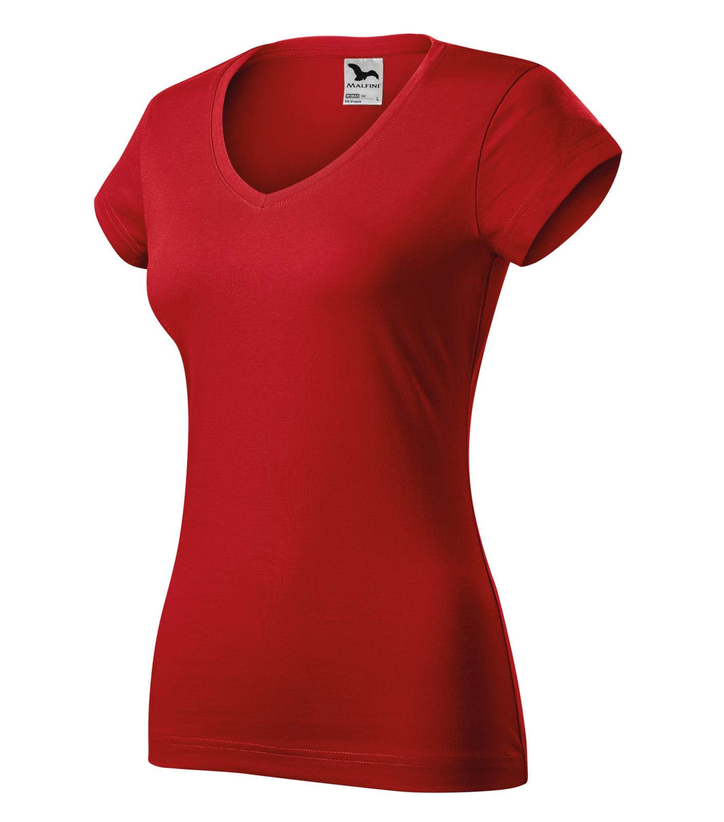Fit V-neck Tričko dámské Barva: červená, Velikost: L