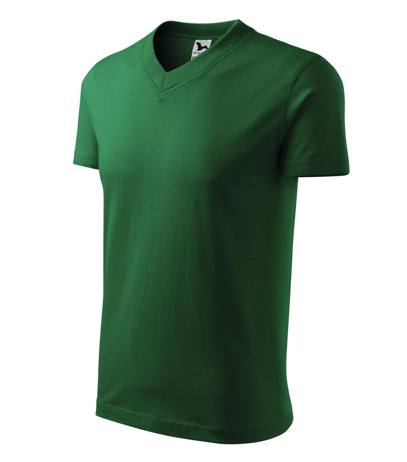 V-neck Tričko unisex Barva: lahvově zelená, Velikost: M