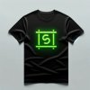 DALL·E 2024 01 27 12.11.55 Create an image of a black t shirt with a logo in a matte neon green color. The logo should be centered on the chest area but should not glow. The neo