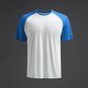 Sportovní tričko Ubora raglán z recyklovaného polyesteru bílé s modrými rukávy
