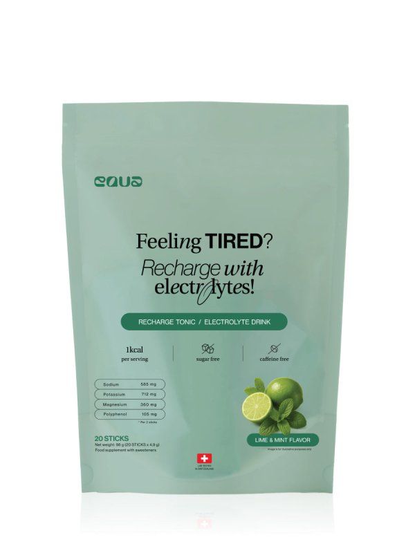 Iontový nápoj s elektrolyty EQUA Recharge Tonic Lime & Mint