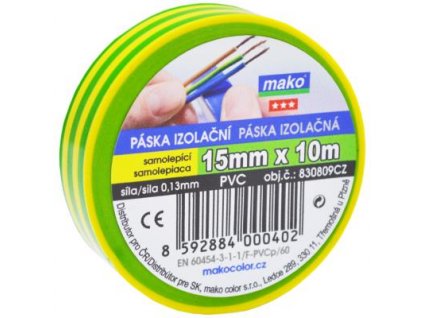 Paska izolacna pvc zltozelena 15mm/10m komfort 830809