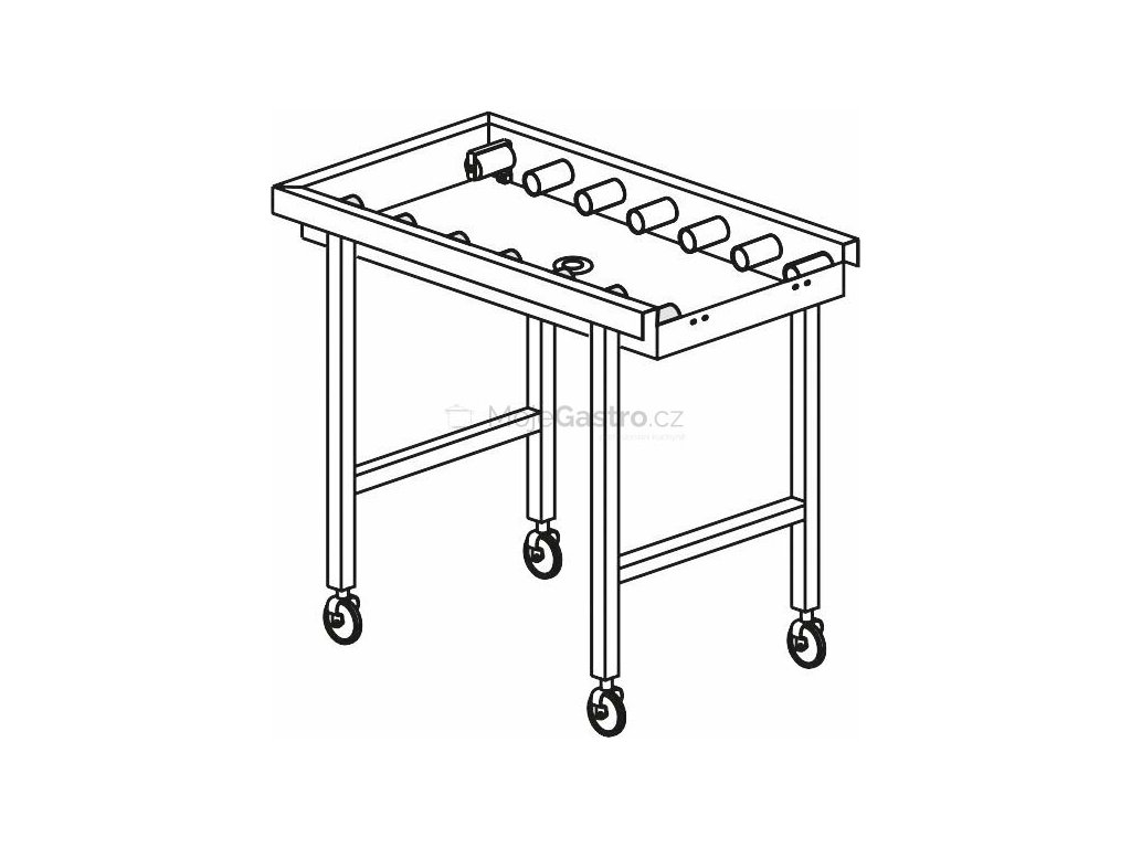 stul valeckovy pojizdny s vanou 1100 x 650 x 850 mm