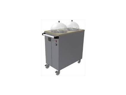 Talířový nerezový pojízdný zásobník dvoutubusový s ohřevem