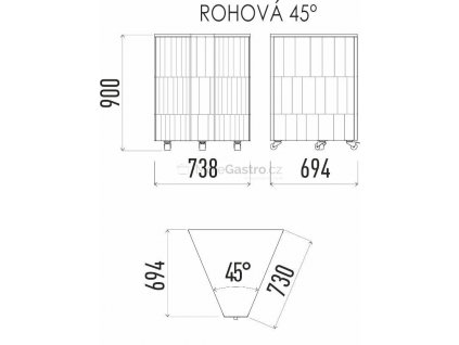 Neutrální rohový modul 45 NE 45°