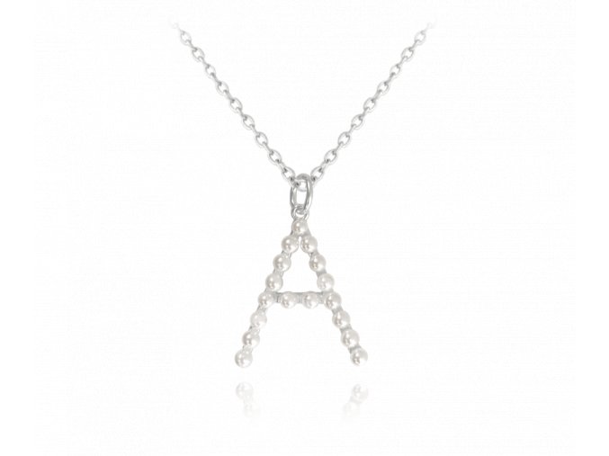 MINET Stříbrný náhrdelník písmeno "A" s perličkami