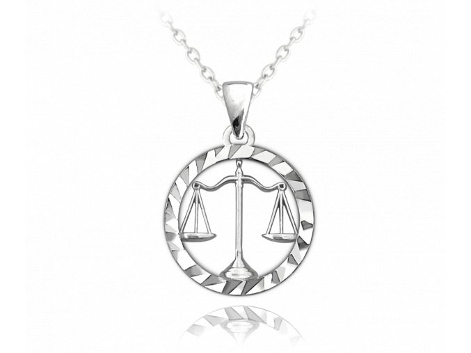 MINET Stříbrný náhrdelník Zodiac znamení VÁHY