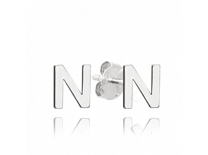 MINET Stříbrné náušnice písmeno "N"