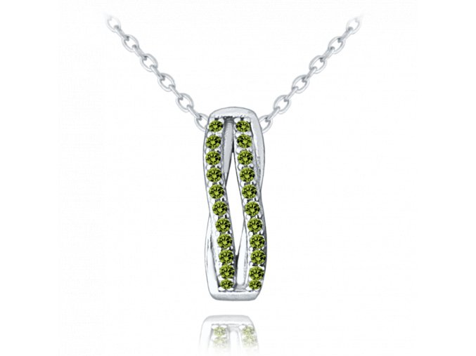 MINET Elegantní stříbrný náhrdelník se zelenými zirkony