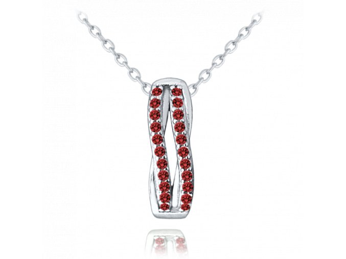 MINET Elegantní stříbrný náhrdelník s červenými zirkony