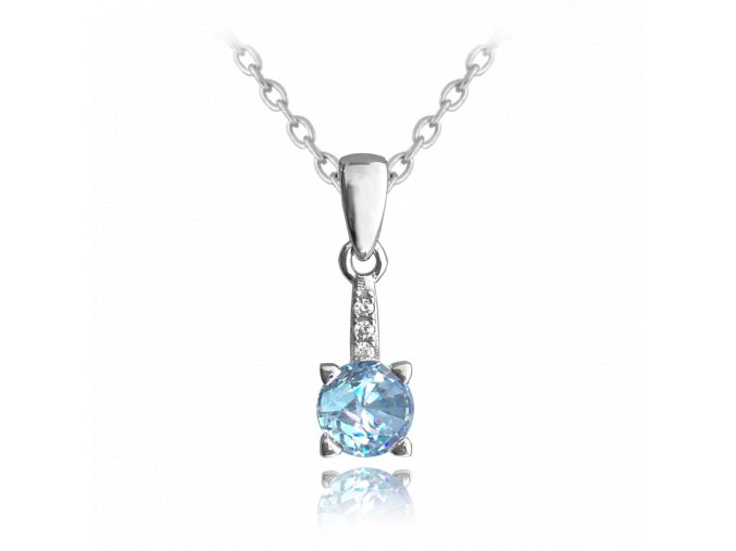 MINET Elegantní stříbrný náhrdelník se světle modrým zirkonem
