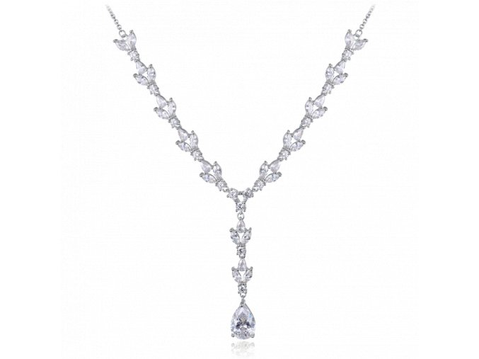 MINET Luxusní stříbrný náhrdelník se zirkony Ag 925/1000 16,45g