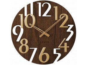 LAVVU Hnědé dřevěné hodiny STYLE Brown Wood