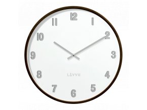 LAVVU Tmavé dřevěné bílé hodiny FADE ⌀35cm