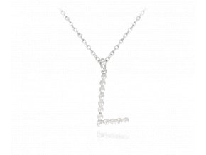 MINET Stříbrný náhrdelník písmeno "L" s perličkami