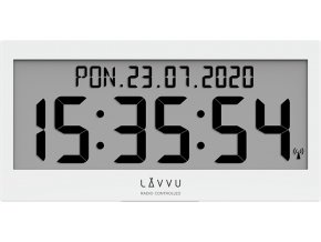 LAVVU Bílé digitální hodiny s češtinou MODIG řízené rádiovým signálem