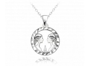 MINET Stříbrný náhrdelník Zodiac znamení BLÍŽENCI
