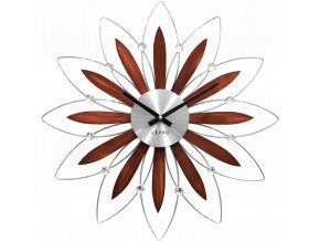 LAVVU Dřevěné stříbrné hodiny CRYSTAL Flower ⌀49cm