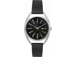 MINET Stříbrno-černé dámské hodinky ICON BLACK PEARL MESH