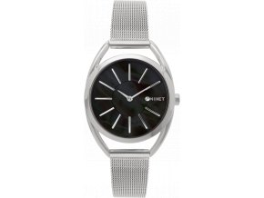 MINET Stříbrno-černé dámské hodinky ICON BLACK PEARL MESH