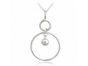 MINET Moderní stříbrný náhrdelník KRUH s kuličkou