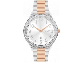 MINET Stříbrno-růžové dámské hodinky AVENUE s čísly