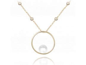 MINET Zlatý náhrdelník s přírodní perlou Au 585/1000 1,90g