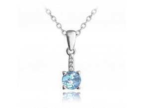MINET Elegantní stříbrný náhrdelník se světle modrým zirkonem