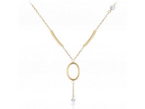 MINET Zlatý náhrdelník kroužek s bílými zirkony Au 585/1000 1,95g