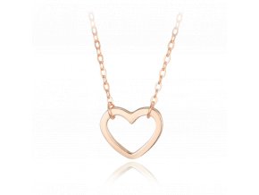 MINET Elegantní Rose gold stříbrný náhrdelník srdce