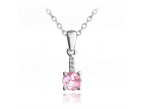 MINET Elegantní stříbrný náhrdelník s růžovým zirkonem