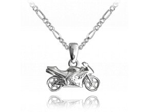 MINET Stříbrný náhrdelník motorka