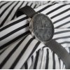 MINET Stříbrno-černé dámské hodinky PRAGUE Black Flower MESH s čísly