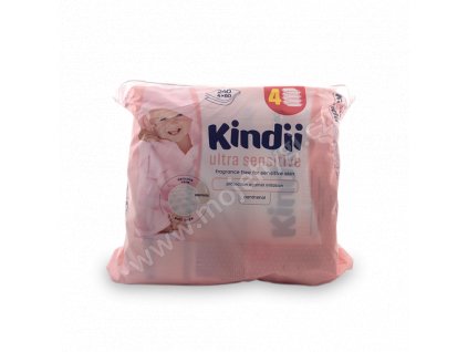 Vlhčené ubrousky Kindii (ultra sensitive) - 4x60 ks
